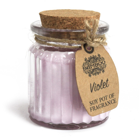 Scented soy wax candle in glass jar